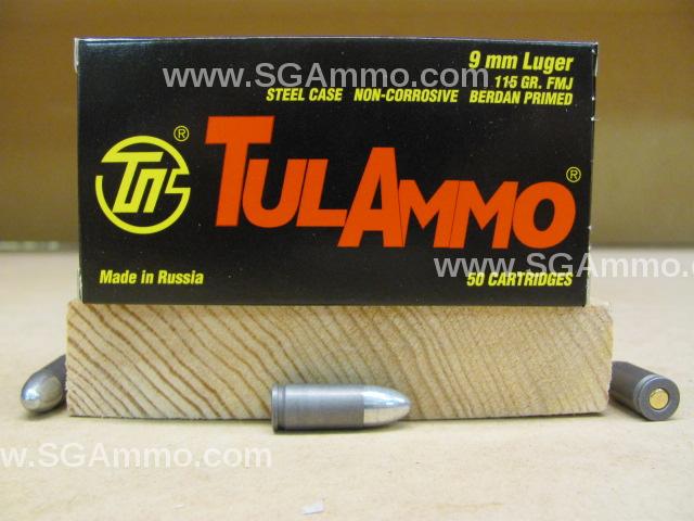 1000 Round Case - 9mm Luger 115 Grain FMJ Steel Case Ammo Made by Tula in Russia